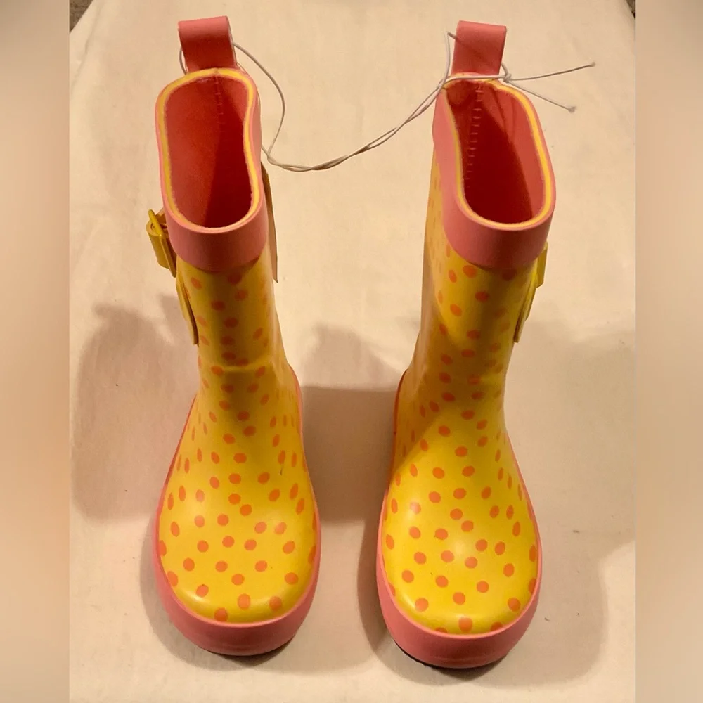 Sun Squad Kids Yellow Polka Dot Garden Rain Boots